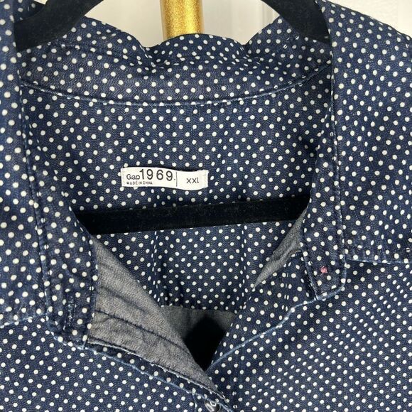 Sz XXL Gap 1969 Denim Polka Dot Snap Closure Button Up Shirt $60 MSRP - Picture 8 of 9